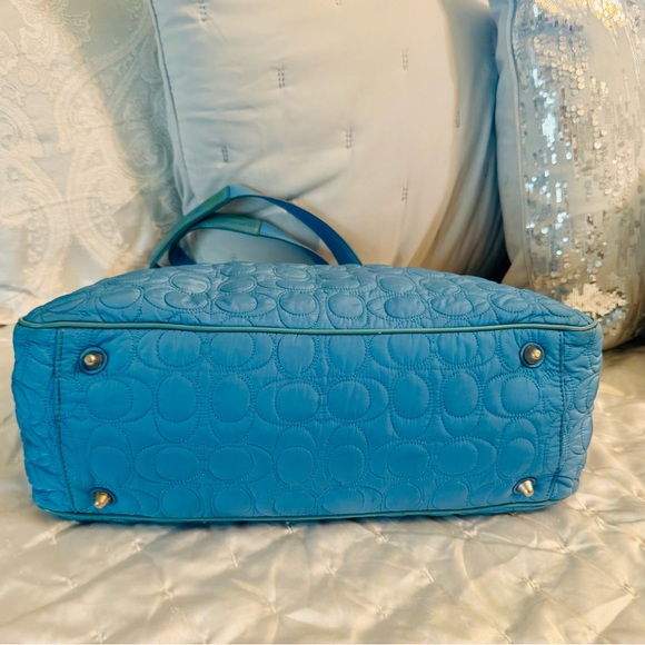Coach Blue Quilted Baby Diaper Tote - Picture 11 of 14